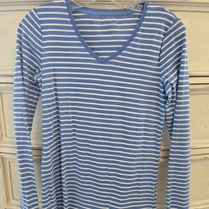 Talbots Blue and White Striped Tee